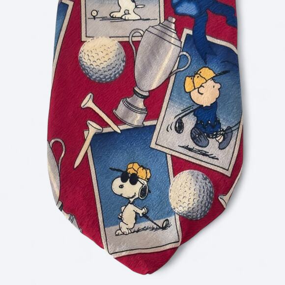 Peanuts Snoopy & Friends Tee Time Golf Themed Men's Neck‎ Tie 100% Silk - Picture 3 of 7